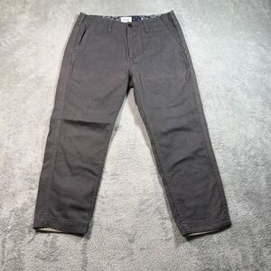 Beams Chino Cropped Pants Womens Small Gray Paisley Waistband Tapered Japan